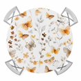 thumbnail image 1 of Orange Floral Spring Round Tablecloth for 36-44 Inch Tables, Fitted Table Cover with Elastic Edge, Butterfly Botanical Summer Waterproof Outdoor Table Cloth Protector for Patio Garden Dinner Picnic, 1 of 9