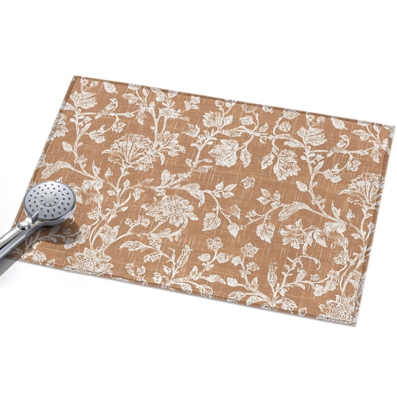 Orange Floral Washable Area Rug 2 x 3 ft Pastoral White Lavender Petal Leaf Botanical Soft Non Slip Rugs Stain Repellent Indoor Felt Carpet for Living Dining Room Bedroom Home Office
