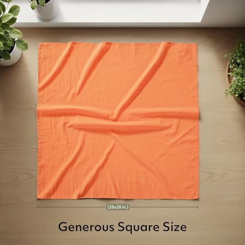 Orange Flour Sack Towels [12 Pack - 28 x 28 Inch] 100% Cotton Tea Towels for Cleaning & Drying - Highly Absorbent Kitchen Dish Cloth
