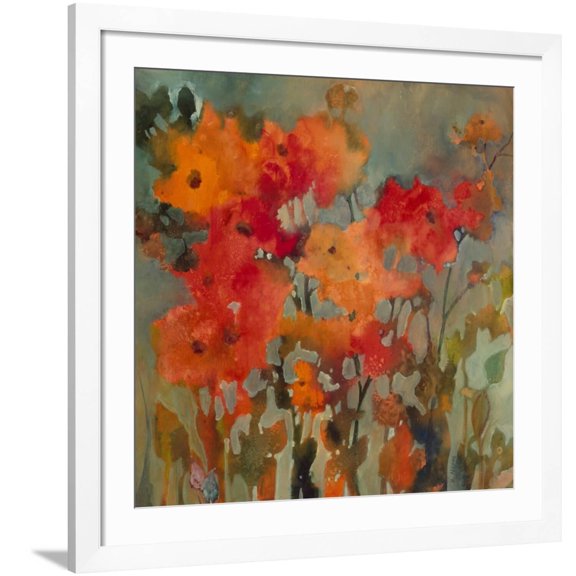 Art.com Orange Flower Giclee Print by Michelle Abrams, White Frame Wall Art, 38" x 38"