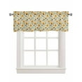 thumbnail image 1 of Orange Flower Linen Curtain Valance for Bedroom/Bathroom/Kitchen/Office/Living/Dining Room Windows,Vintage Botanical Blossom Leaves Rod Pocket Topper Drapes Decorative Cafe Drapery Panel 54x18, 1 of 6