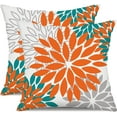 thumbnail image 1 of Orange Flower Pillow Covers 20x20 Inch Set of 2 Fall Throw Pillows Outdoor Waterproof Decor for Living Room Sofa Patio Funiture Garden Floral Polyester Pillow Covers 002N, 1 of 6