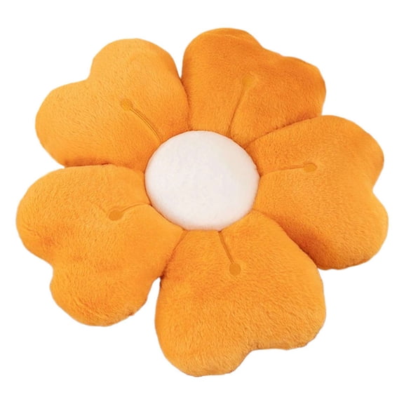 Orange Flower‑Shaped Plush Seat Cushion 12.6", High‑Resilience PP Cotton Filled Soft Floor Pillow for Desk Chair Balcony Home Indoor Decor