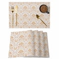 thumbnail image 1 of Orange Flowers Placemats Set of 4, Boho Ethnic Retro Abstract Floral Art Placemats for Dining Table, Place Mats for Kitchen Tabletop, Waterproof Wipeable Dining Table Mats Set, 1 of 9