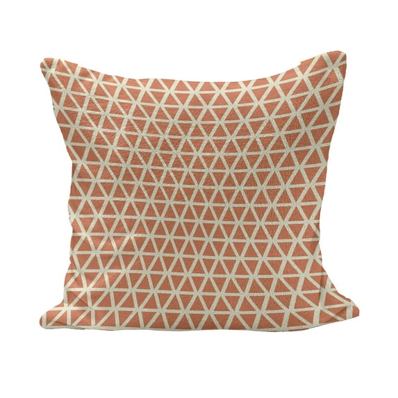 Orange Fluffy Throw Pillow Cushion Cover, Groovy Soft Toned Vintage Geometric Triangles Skewed Squares Tile, Decorative Square Accent Pillow Case, 40" x 40", Pale Orange Ivory, by Ambesonne
