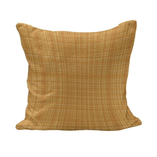 Orange Fluffy Throw Pillow Cushion Cover, Striped Fiber Texture Image Abstract Thin Lines Complex Grid in Vintage Design Print, Decorative Square Accent Pillow Case, 26" x 26", Orange, by Ambesonne
