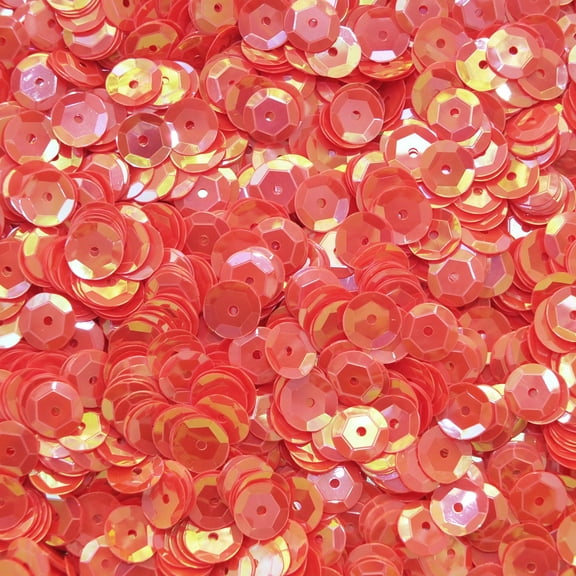 Orange Fluoescent Cup Sequins 8mm Opaque Rainbow Iris Made in USA