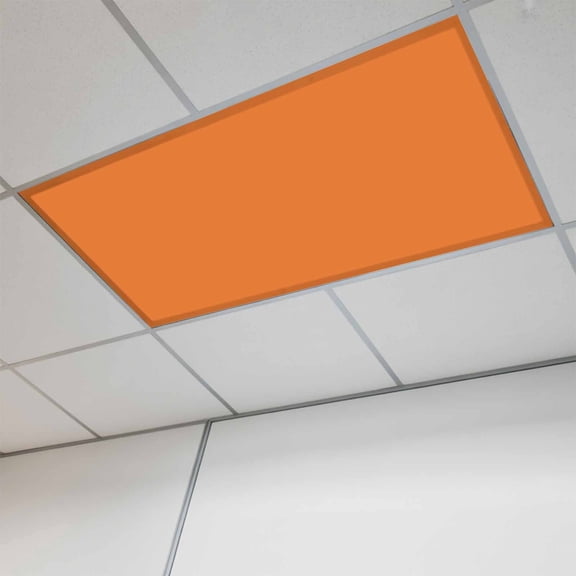 Orange Fluorescent Light Covers, Pure Orange Magnetic Light Covers for Ceiling Lights, Fluorescent Ceiling Shade Filters for Classroom Bedroom Office 4x2Ft x 1PCS