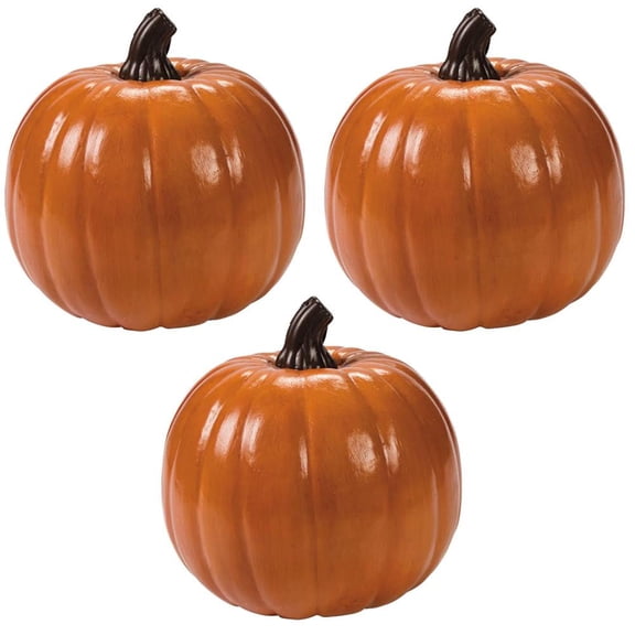 Orange Foam Pumpkin Halloween Decorations 9", 3 pc