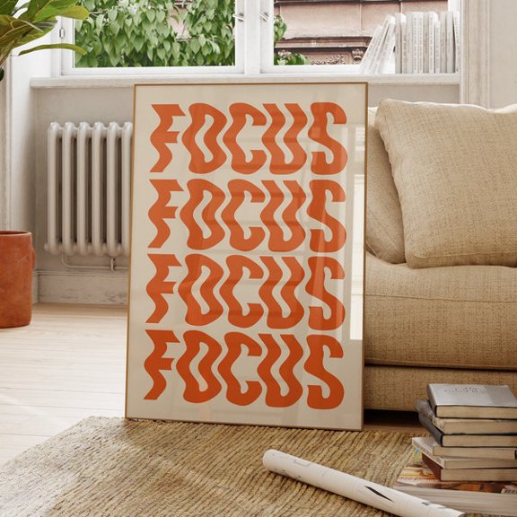 Orange Focus Poster: Retro Minimalist Art, Unframed Paper Poster 8x10in