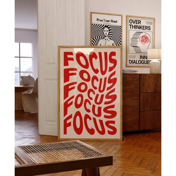 Orange Focus Typography Print Abstract Office Decor, Unframed Paper Poster 8x10in