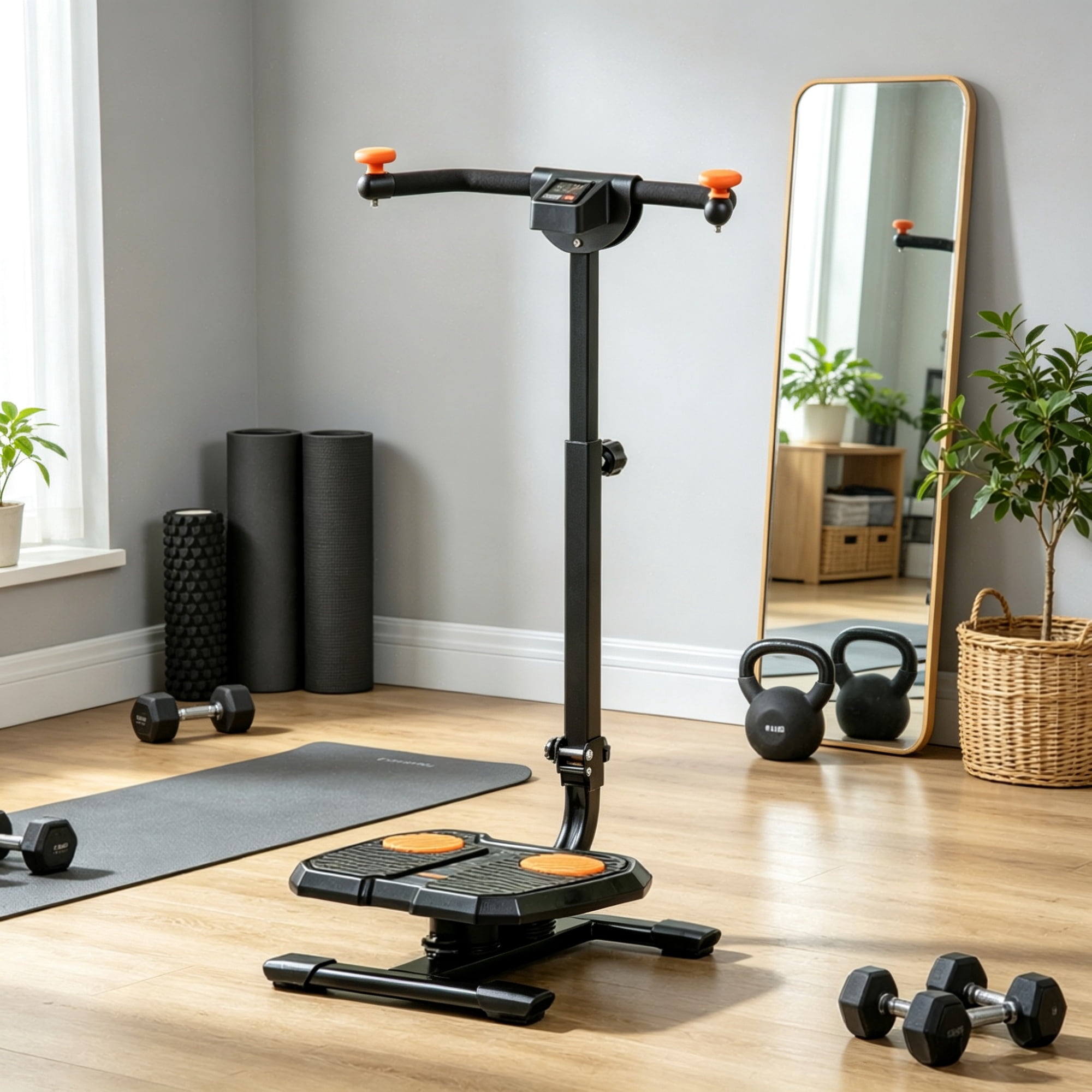 Orange Foldable Ab Twister Board Waist Trimming Workout Equipment with LCD Display for Women And Men