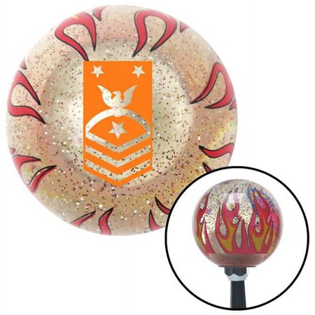 Orange Force or Fleet CMCPO Petty Officer Clear Flame Sparkle Shift Knob with M16 x 1.5