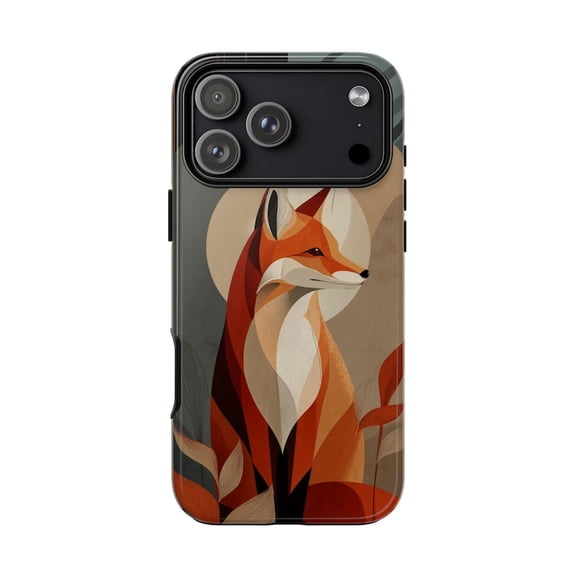 Orange Fox Geometric Art Case for iPhone 17 16 15 14 13 12 11 Pro Max