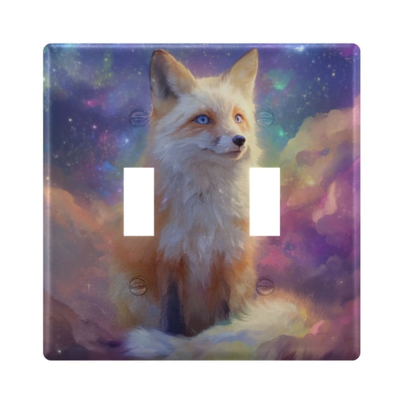 Orange Fox Standing on Clouds Light Switch Cover Electrical Outlet Cover Replaceable Wall Plates 2-Gang
