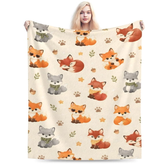 Orange Fox Woodland Blanket Gift Throw Blanket Cozy Soft Home Decor Gift for Fox Lovers 50x40