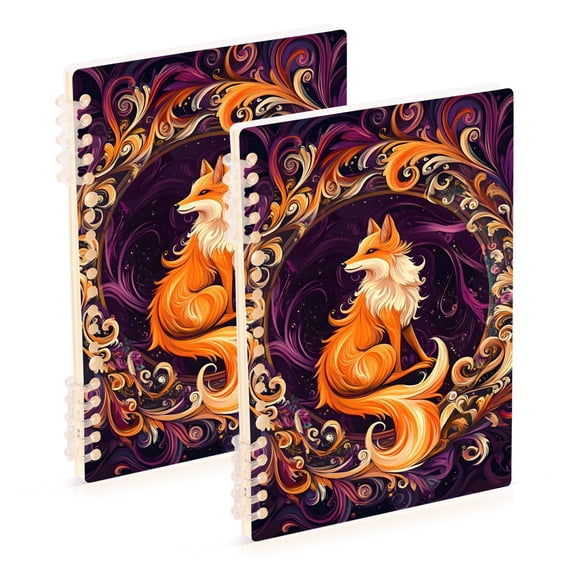 Orange Fox on Garland Notebook Detachable Coil Notebook Diary Plan Book A5 Size 60 Pages 1 Pack
