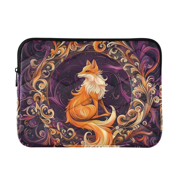 Orange Fox on Garland Quilted Laptop Protective Cases Computer Sleeves Tablet Bags Briefcases L