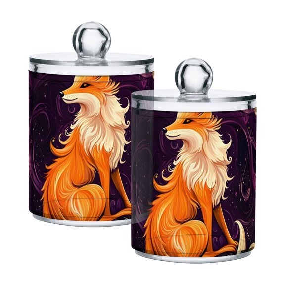 Orange Fox on Garland Translucent Plastic Cans Storage Canisters with Lid Set of 2