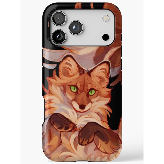 Orange Fox with Green Eyes Tough Phone Case for Select Apple iPhone Models, Polycarbonate and TPU