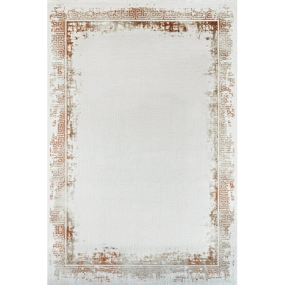 Orange Framed Area Rugs for Living Room Washable Rugs Boho Moroccan Area Rug Soft Neutral Geometric Bohemian Carpet Distressed Indoor Rug for Bedroom Dining Room Office Foldable Nonslip Rug