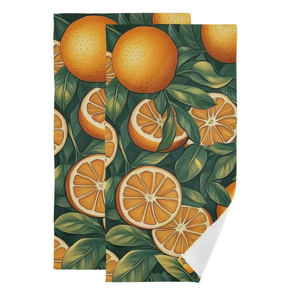 Orange Fruit Design Hand Towel Absorbent Bath Towels for Bathroom Sports Gym(28.3" X 14.4") Set of 2