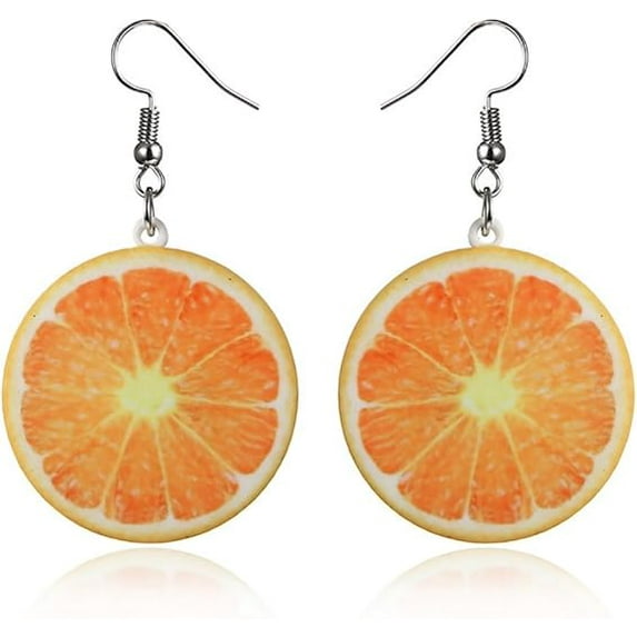 Orange Fruit Earrings Lightweight Trendy Statement Creative Funny Lifelike Fruits Acrylic Earrings for Women (Orange)