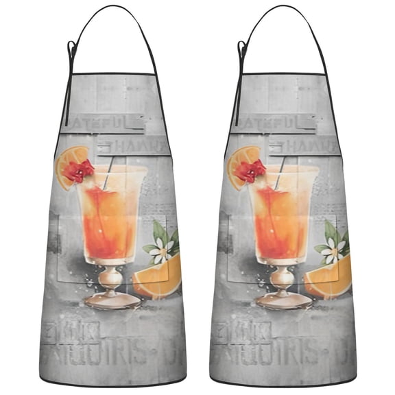 Orange Fruit Juice Cooking Kitchen Aprons with Pocket Chef Aprons Waterproof Bib Aprons for Couple Bride Mrs Mr Cooking Aprons for Kitchen Cool BBQ Grilling (Set Of 2)
