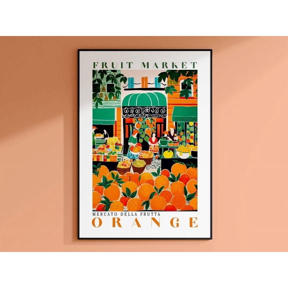 Orange Fruit Market Vintage Art Fruit Poster Wall Decor UNFRAMED PAPER POSTER, Home Decor