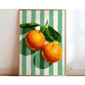 Orange Fruit Retro Citrus Wall Art Print