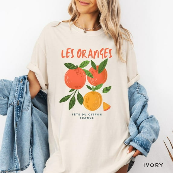 Orange Fruit T-shirt, Citrus Foodie Aesthetic, France Shirt, Graphic Tee, Cool Graphic Top, Unique Gift for Foodie, Artsy Fruit Unisex Shirt TH270516