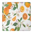 thumbnail image 1 of Orange Fruits Flowers White Pattern Square Fitted Tablecloth with Elastic Edge,Square Table Cover,Washable Elastic Table Cover for Home Kitchen Party Decor 36"x36", 1 of 6