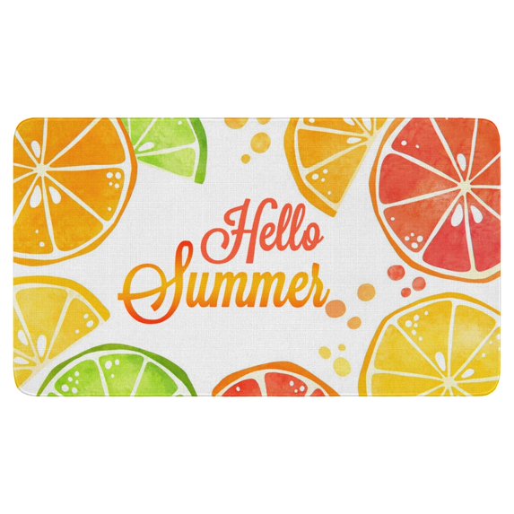 Orange Fruits Hello Summer Doormats,No Slip Durable Welcome Mat Decorations Floor Door Mats for Indoor Outdoor Kitchen