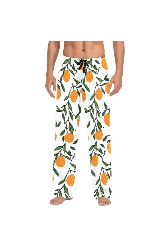 Orange Fruits Men's Pajama Pants Cotton Long Sleepwear Lounge Pants M