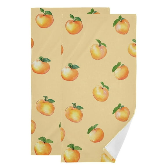 Orange Fruits on Yellow Hand Towel Absorbent Bath Towels for Bathroom Sports Gym(28.3" X 14.4") Set of 2