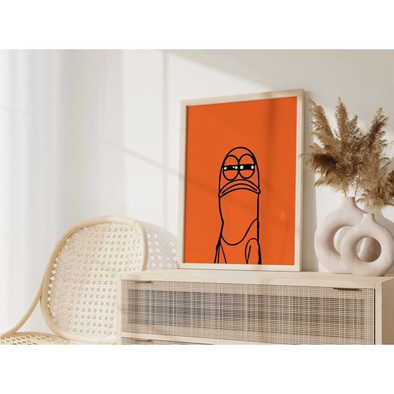 Orange Funky Fish Print, Unframed Paper Poster 8x10in