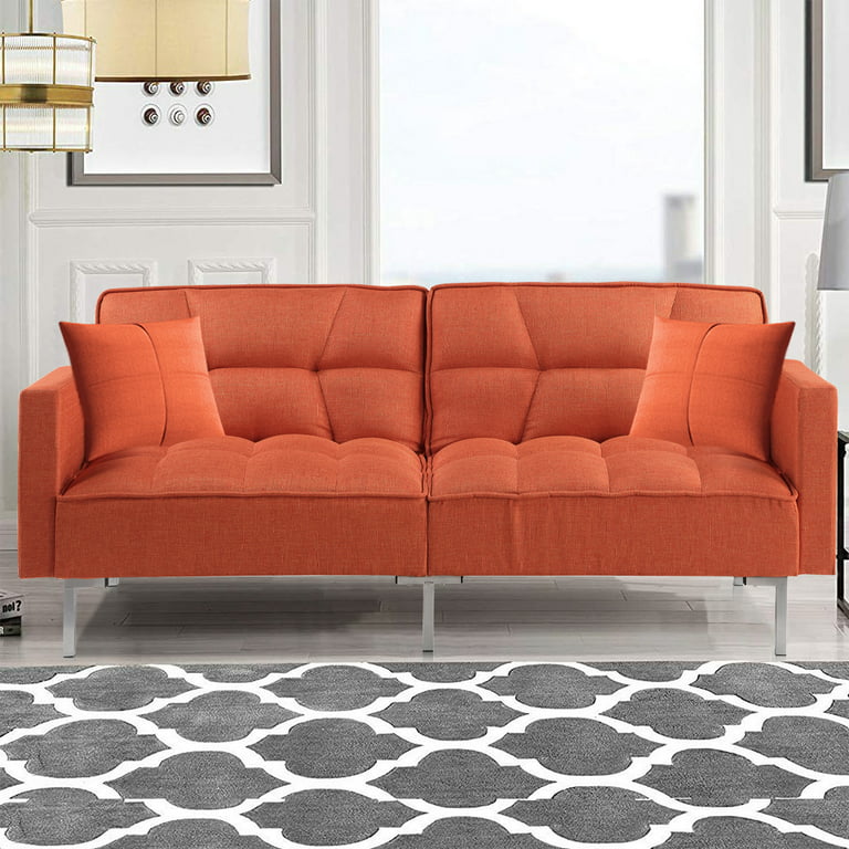 Orange Futon Sofa Bed Convertible
