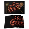 thumbnail image 1 of Orange Game Controller Placemats Set of 6, Modern Art Gaming Handheld Black Placemats for Dining Table, Place Mats for Kitchen Tabletop, Waterproof Wipeable Dining Table Mats Set, 1 of 9