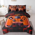 thumbnail image 1 of Orange Gaming Comforter Set 7 Piece Bed in a Bag Twin,Gamer Bedding Sets Neon Lights Abstract Geometry Sheet Set with Comforter Gamer Room Decor, 1 of 5
