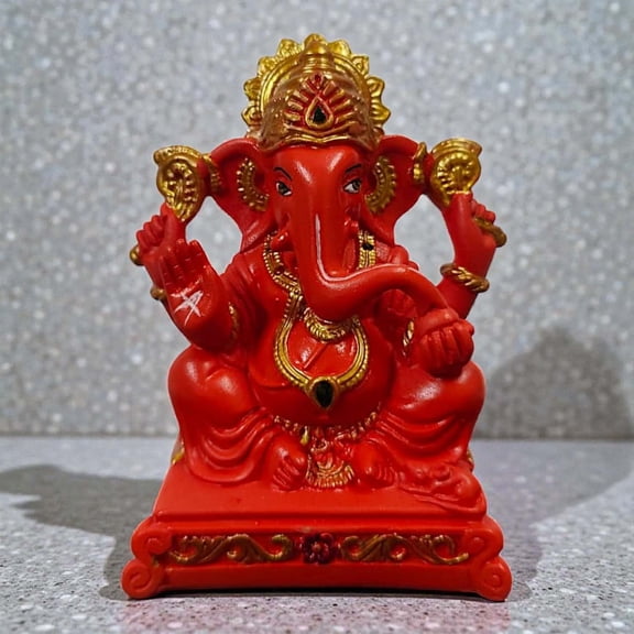 Orange Ganesha Decorative Piece 4.5 Inch for Home Temple, Pooja Room and Office Dcor By Indian Handmade