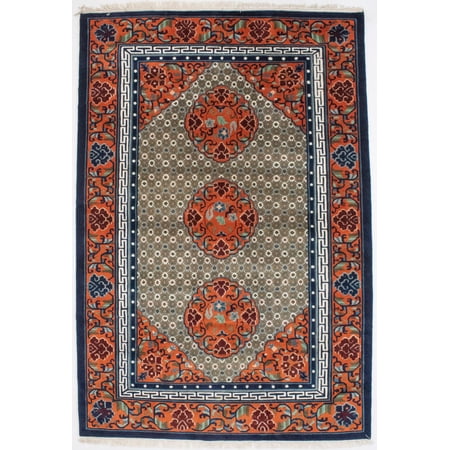 Orange Geometric 6X9 Chinese Style Oriental Rug