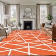 thumbnail image 1 of Orange Geometric Area Rugs 5'x7', Washable Small Throw Rugs for Laundry Room Playroom, Abstract Stripes Modern Simple Indoor Outdoor Rug Non-Slip Low Pile Carpet Runner Reversible Floor Mats, 1 of 8