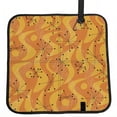 thumbnail image 1 of Orange Geometric Atomic Modern Midcentury Foldable Seat Cushion for Bleachers, Stadium Seats, Camping & Outdoor Events, Portable Lightweight Pad with Carabiner, 1 of 6