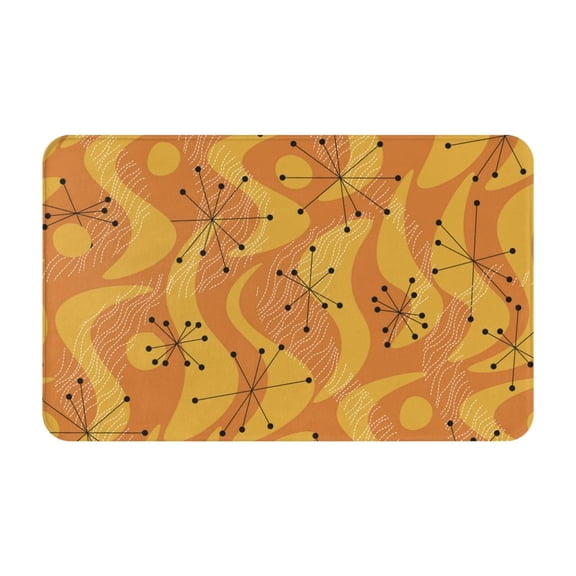 Orange Geometric Atomic Modern Midcentury Front Door Mat Doormat Non Slip Bath Mats 20x31.5 Inch Bathroom Rug Entryway Carpet
