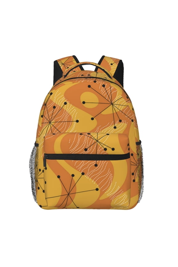 Orange Geometric Atomic Modern Midcentury Laptop Backpack Travel Rucksack for Teens Adults, Fits 15-inch Notebook