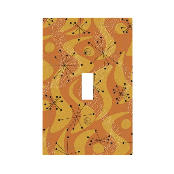 Orange Geometric Atomic Modern Midcentury Light Switch Cover Decorator Single Toggle Wall Plate 1-Gang Receptacle Outlet Decor