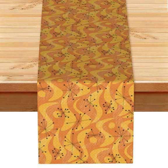 Orange Geometric Atomic Modern Midcentury Table Runner 13x72 Inch for Dining Table Kitchen Wedding Party Decor Fireplace Mantle