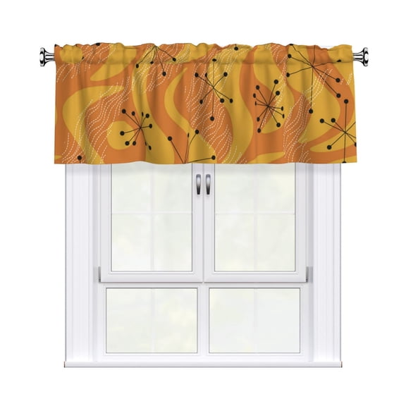 Orange Geometric Atomic Modern Midcentury Window Valances Rod Pocket Decorative Curtain Valance for Bathroom Bedroom Living Room 54 x 18 in, 1 Panel