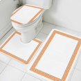 thumbnail image 1 of Orange Geometric Bathroom Rugs Set Greek Pattern Non Slip Absorbent Soft Bath Mats 3 Piece Set with Bathroom Rug, U-Shaped Floor Mat, Toilet Seat Cover Large Size, 1 of 9