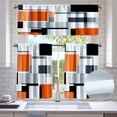 thumbnail image 1 of Orange Geometric Blackout Kitchen Window Tier Curtains and Valance Set, 36 Inch Window Curtains Set with Rod Pocket, Abstract Art Curtains Set for Small Windows, Living Room or Bathroom, 1 of 6